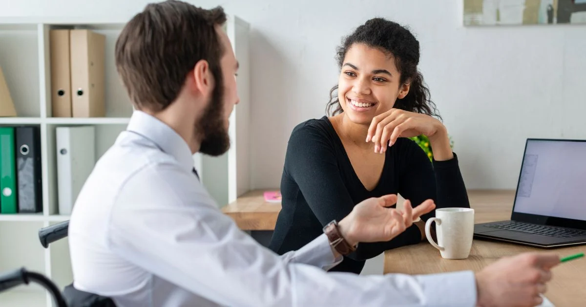 Manager interviewing top talent candidate in office