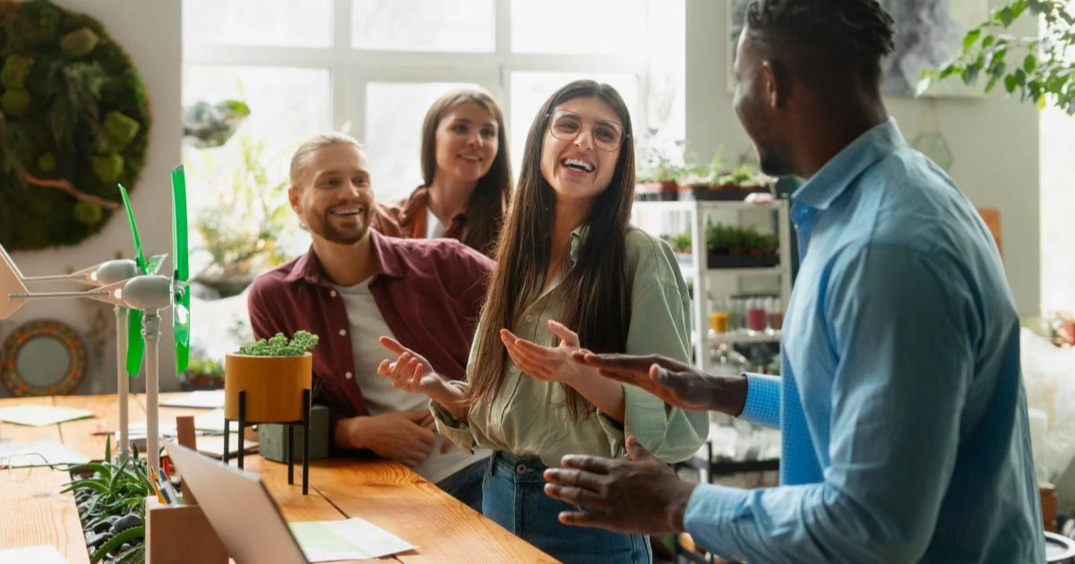 Collaborative workplace culture in modern office